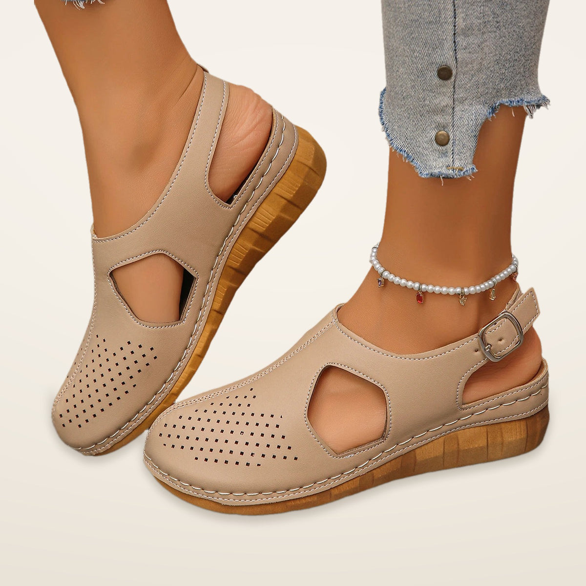 Yvette Orthopaedic Perforated Buckle Sandals