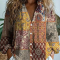 Marisa | Women's Patchwork Print Button-Down Blouse
