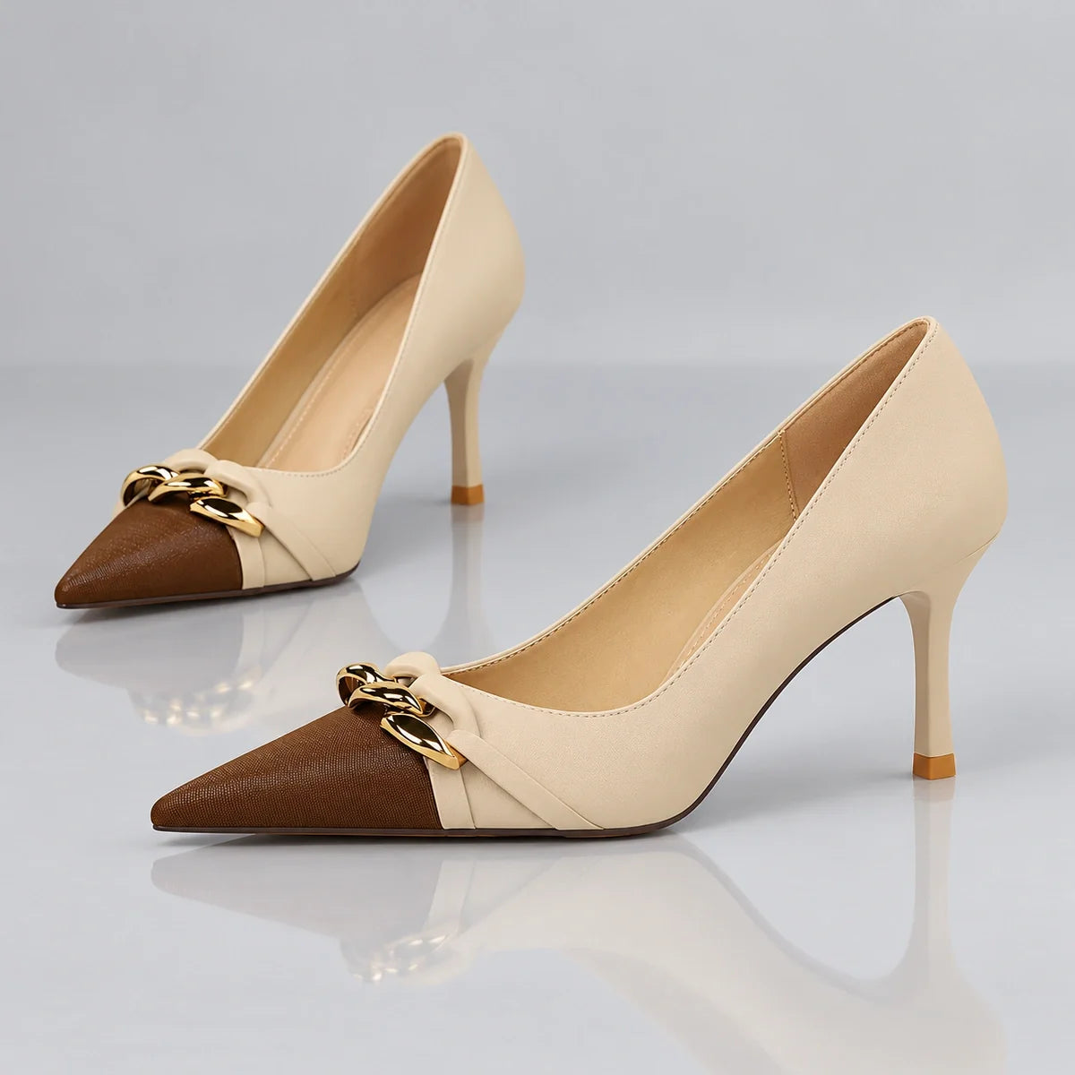 Laure | Gold Chain Heels