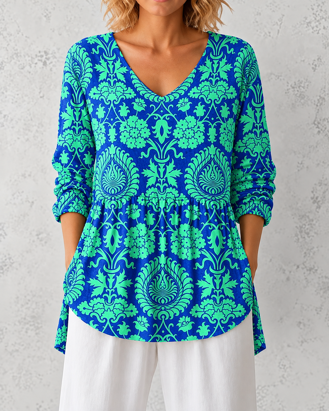 Ines | Long Blouse with V-Neck