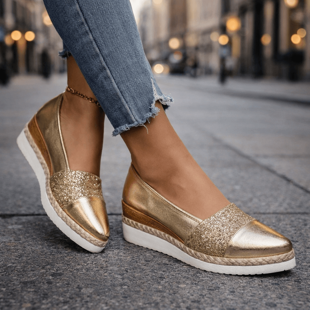 Amelia™ | Luxe Glitter Wedge Sneakers