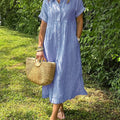 Irma | Women's Striped Button-Up Midi Shirt Dress