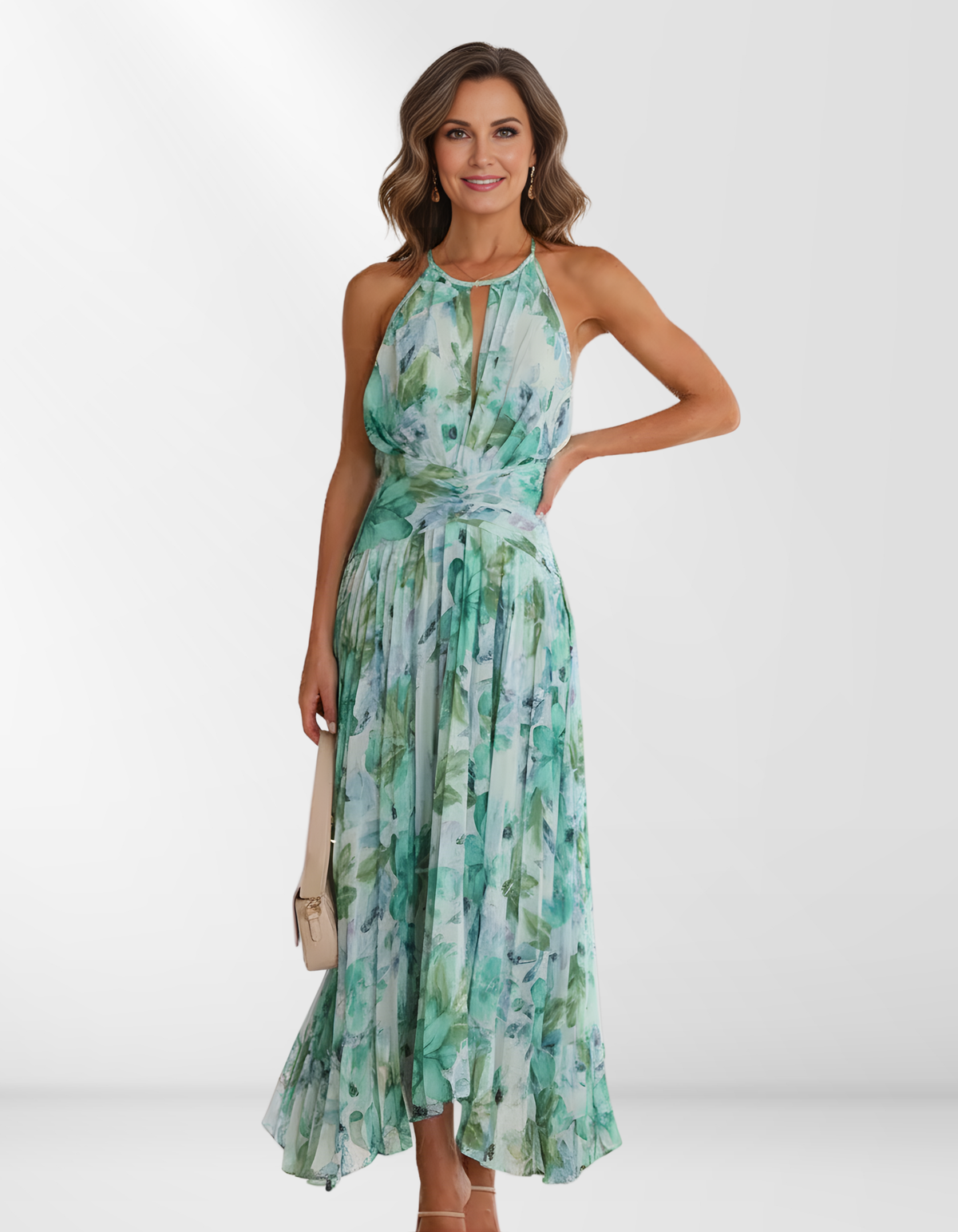 Penelope | Elegant pleated floral midi dress