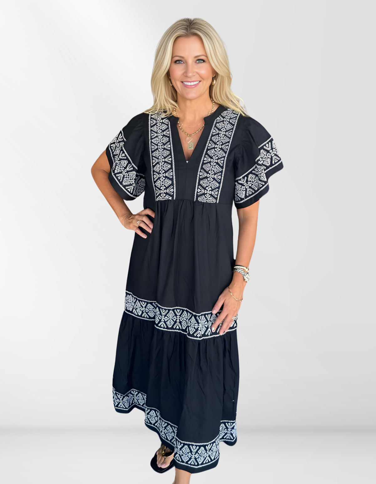 Bianca | Flowing boho dress with V-neck
