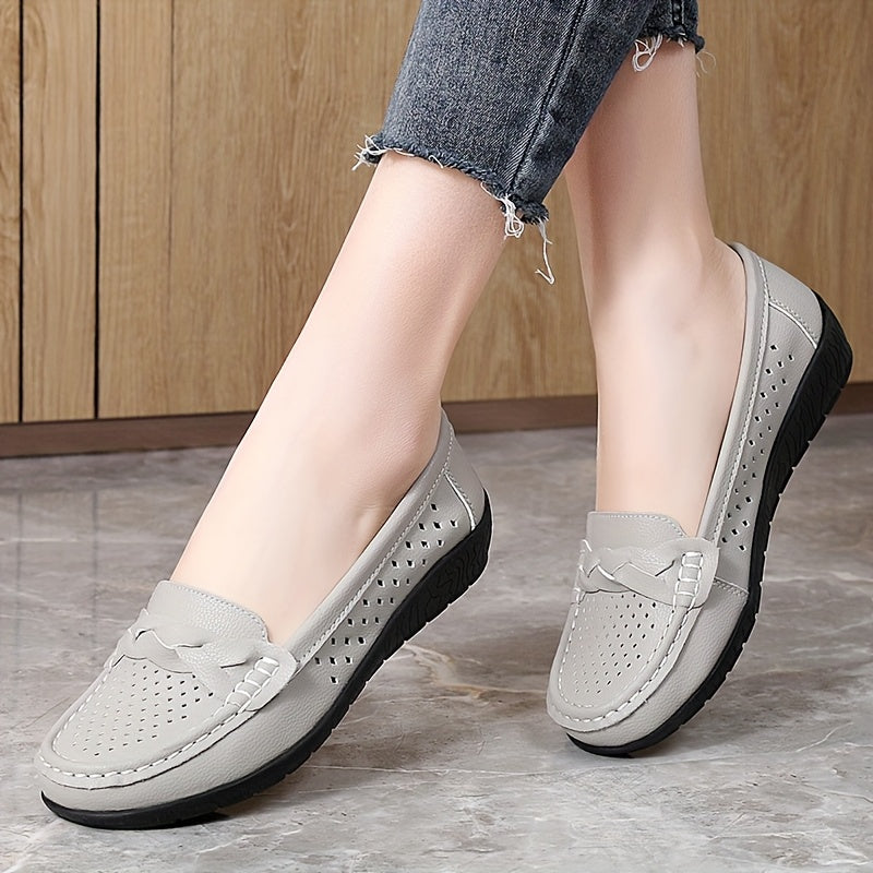 Iona Perforated Comfort Loafers – Grey