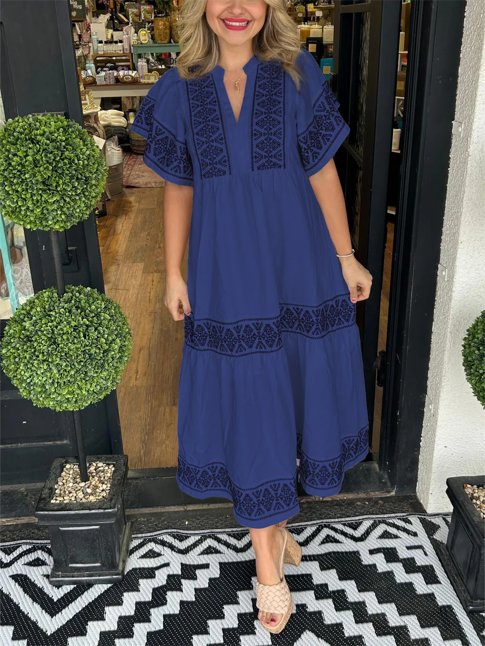 Bianca | Flowing boho dress with V-neck