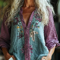Primula | Women's Boho Floral Panel Button-Down Shirt