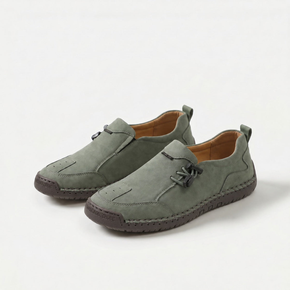 Polly – Olive Green Orthopaedic Toggle-Lace Slip-On Shoes
