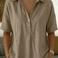 Sigrid | Women's Linen Half-Button Collared Blouse