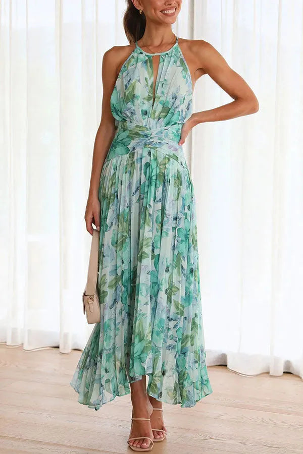 Penelope | Elegant pleated floral midi dress