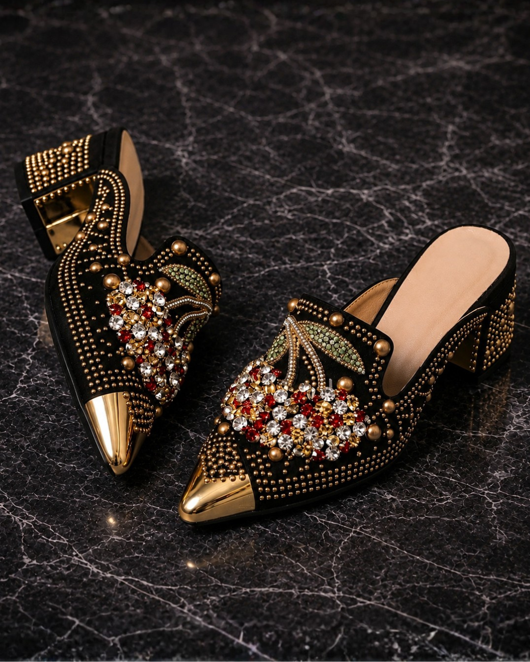 Gilda | Mule with Crystals and Cherry Detail
