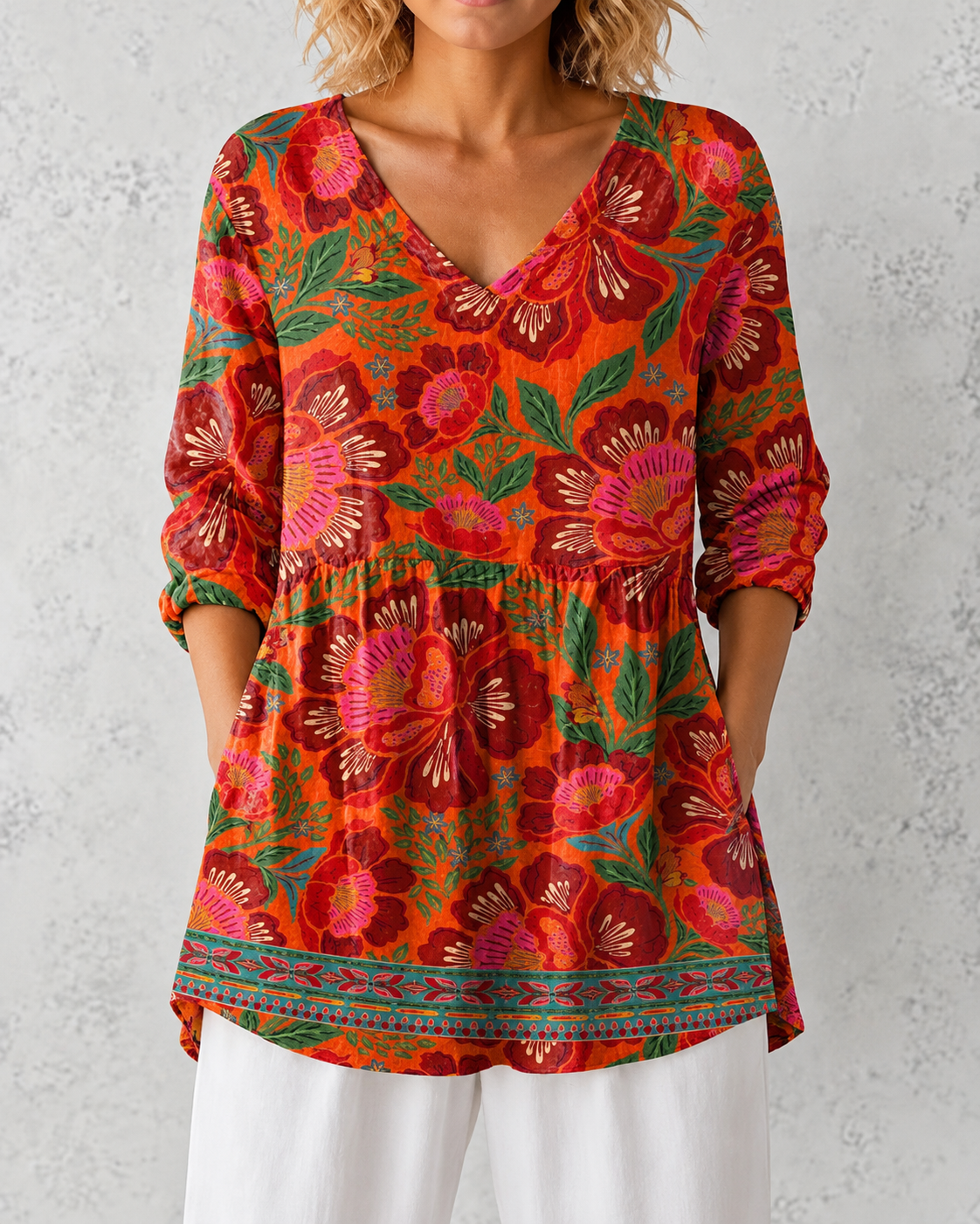 Marion | Long Blouse with V-Neck