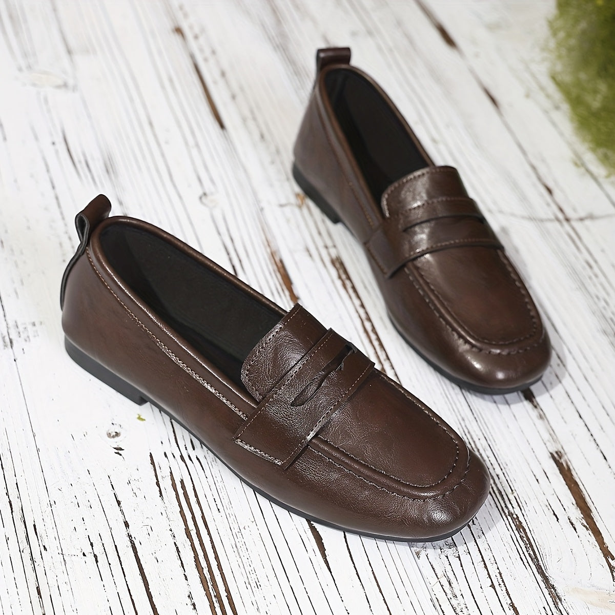 Kitty Square-Toe Penny Loafers - Brown