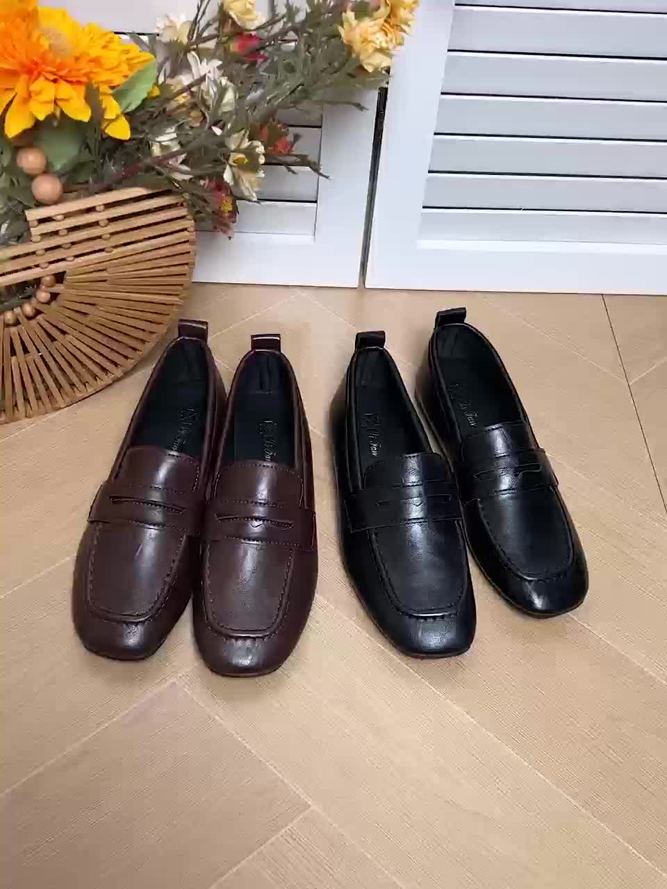 Kitty Square-Toe Penny Loafers