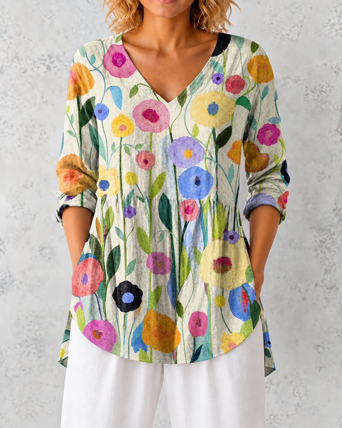 Louise | Long Blouse with V-Neck