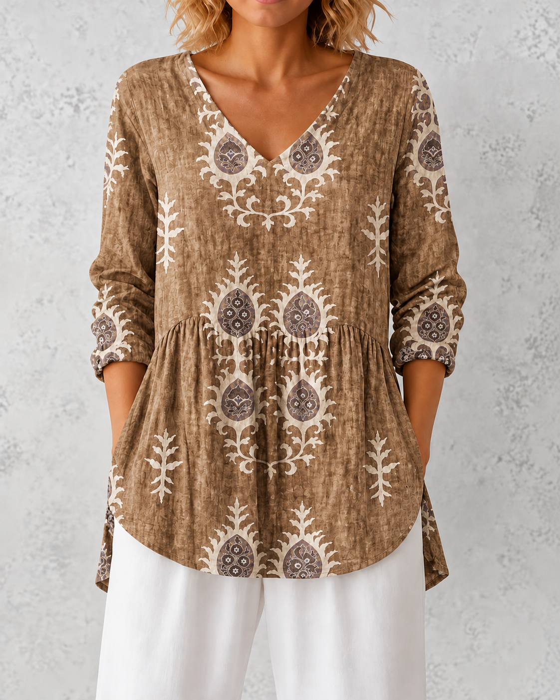 Elise | Long Blouse with V-Neck