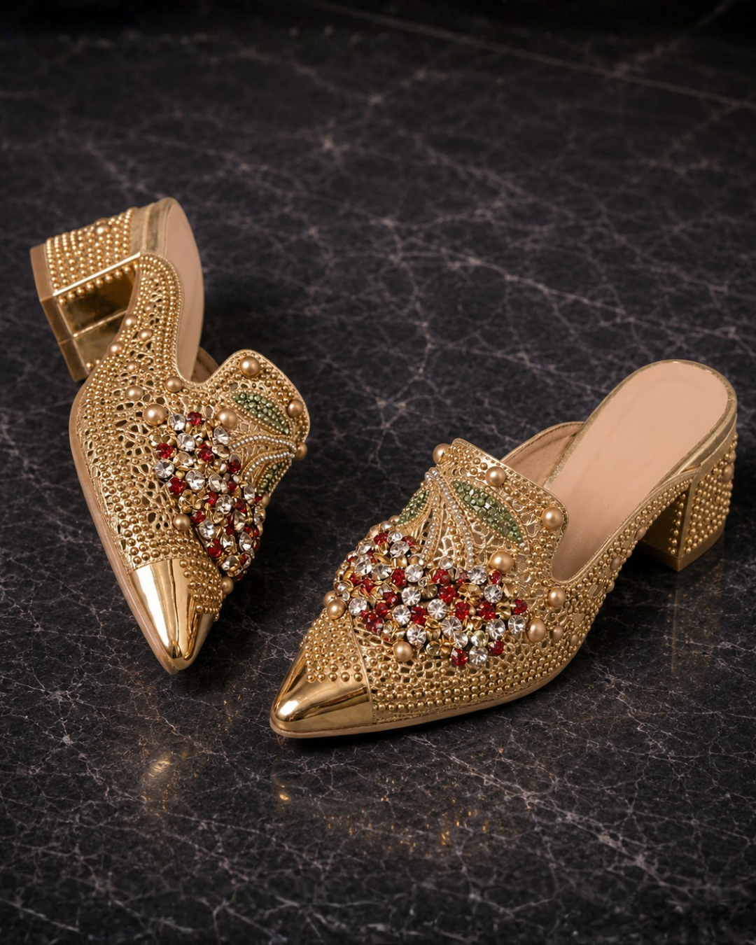 Gilda | Mule with Crystals and Cherry Detail