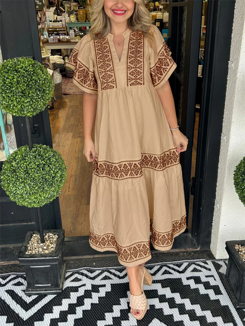Bianca | Flowing boho dress with V-neck