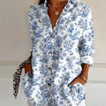 Sunniva | Women's Floral Print Relaxed Button-Down Shirt
