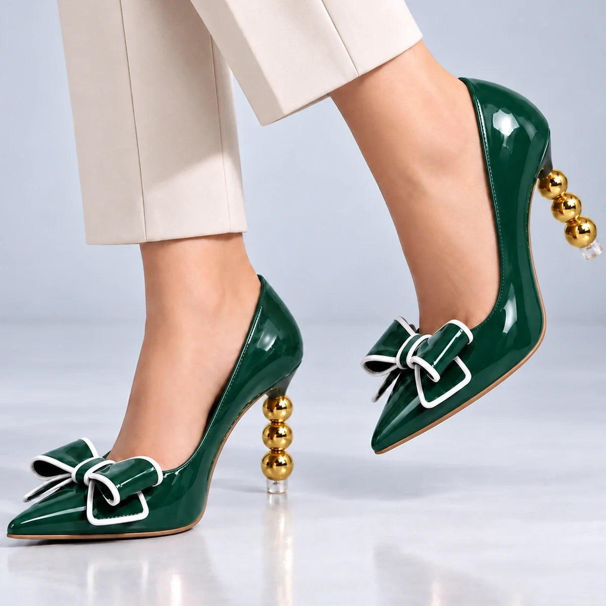 Zelie | Gold Heel Pumps
