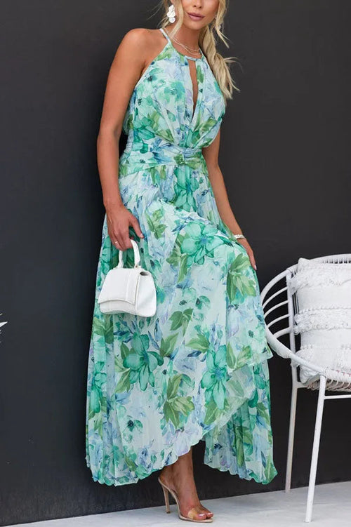 Penelope | Elegant pleated floral midi dress