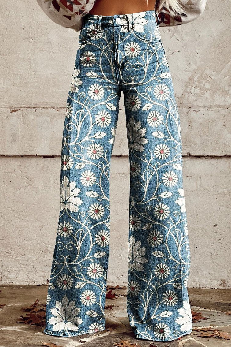 Veronique – Women's Boho Paisley Wide-Leg Trousers