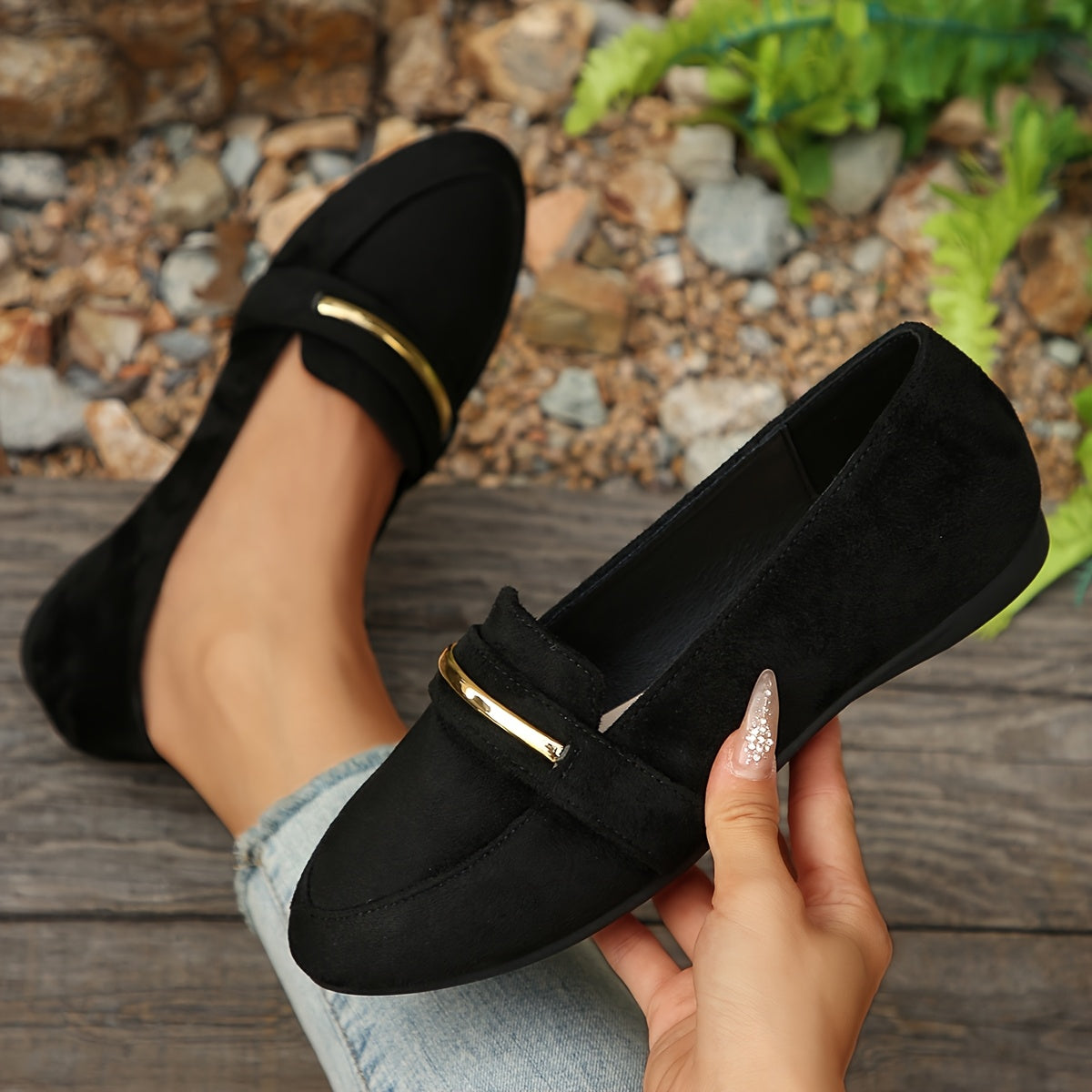 Ginny Pointed Suede-Look Loafers
