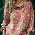 Ione | Women's Ethnic Print Cowl-Neck Cotton Top