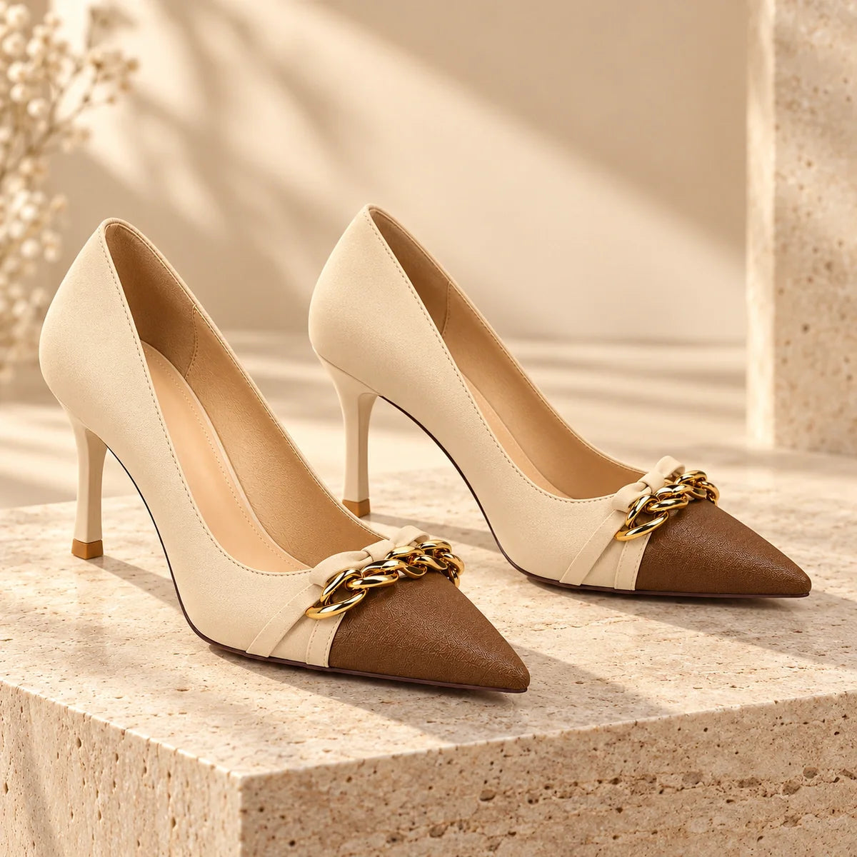Laure | Gold Chain Heels
