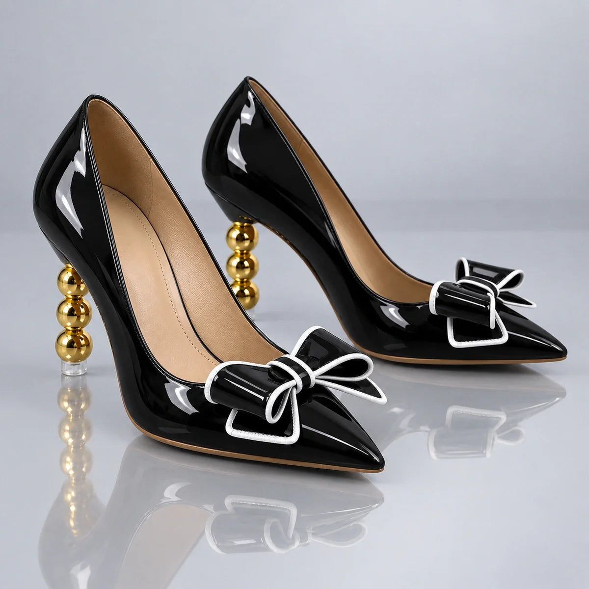 Zelie | Gold Heel Pumps