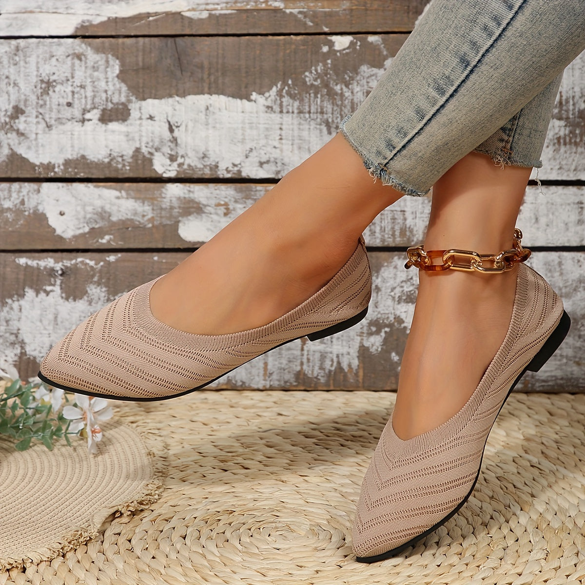 Virginia – Orthopaedic Pointed Knit Ballet Flats