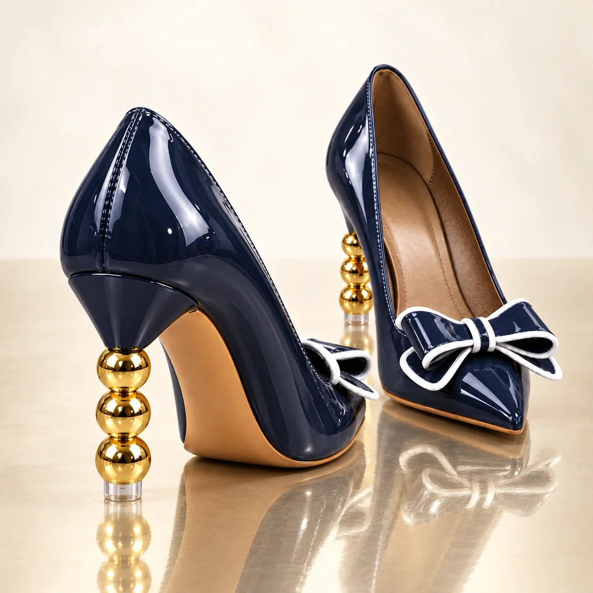 Zelie | Gold Heel Pumps