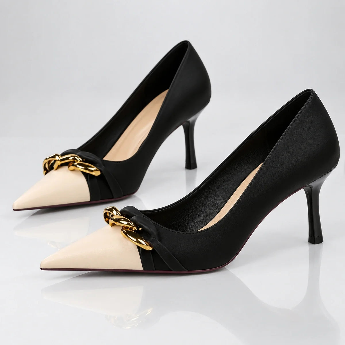 Laure | Gold Chain Heels
