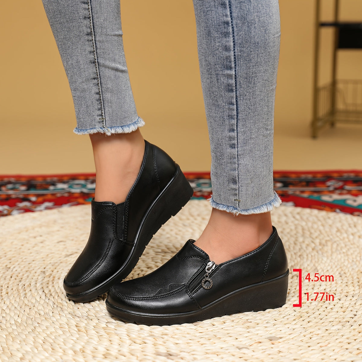 Elvira Side-Zip Wedge Loafers