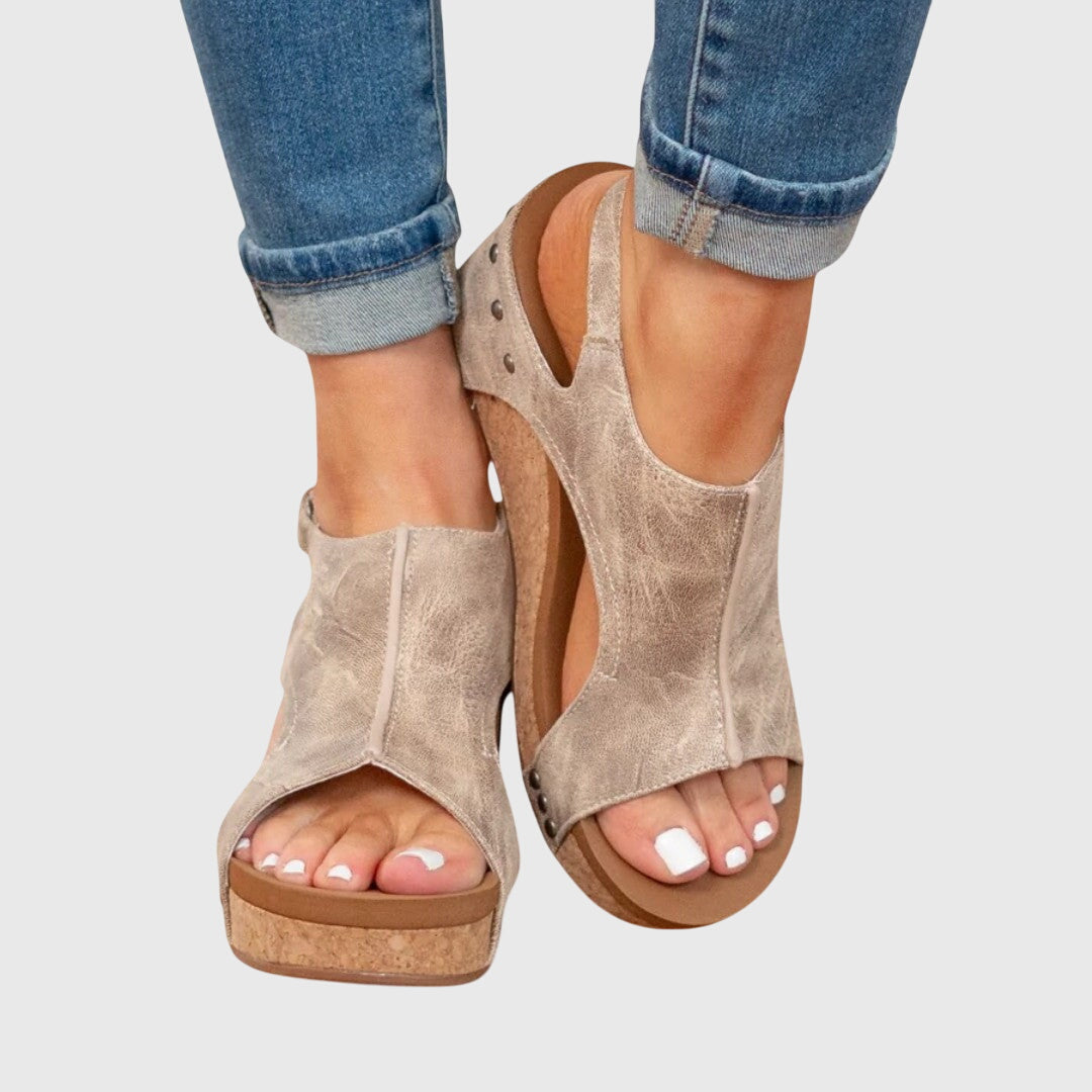 Claudette Studded Slingback Wedge Sandals