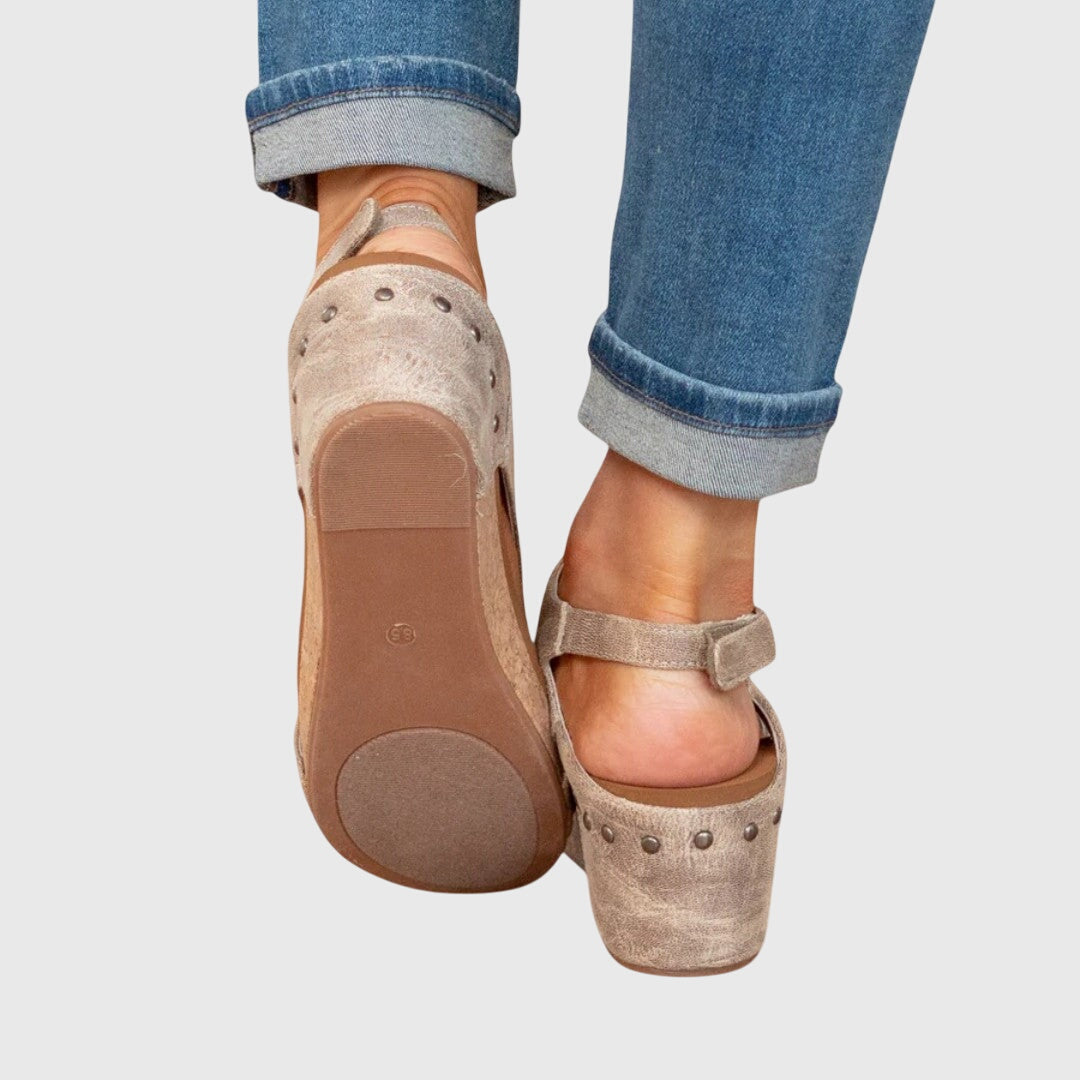 Claudette Studded Slingback Wedge Sandals