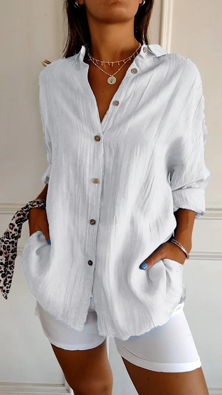 Tessa linen oversized button-down shirt in White
