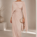 Emmeline | Women's Cape-Sleeve Ruched Maxi Dress