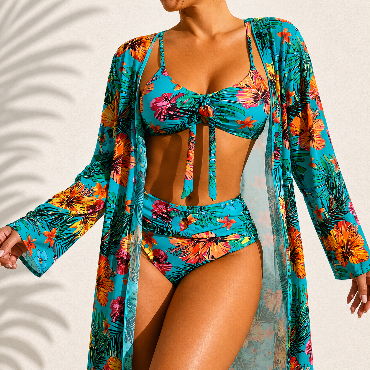 Marie | Elegant Tropical Marie 3-Piece Bikini