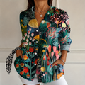 Gail | Women's Midnight Folk Garden Button-Up Blouse