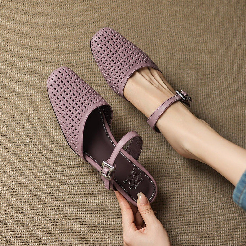 Nilda | Perforated Buckle Mules