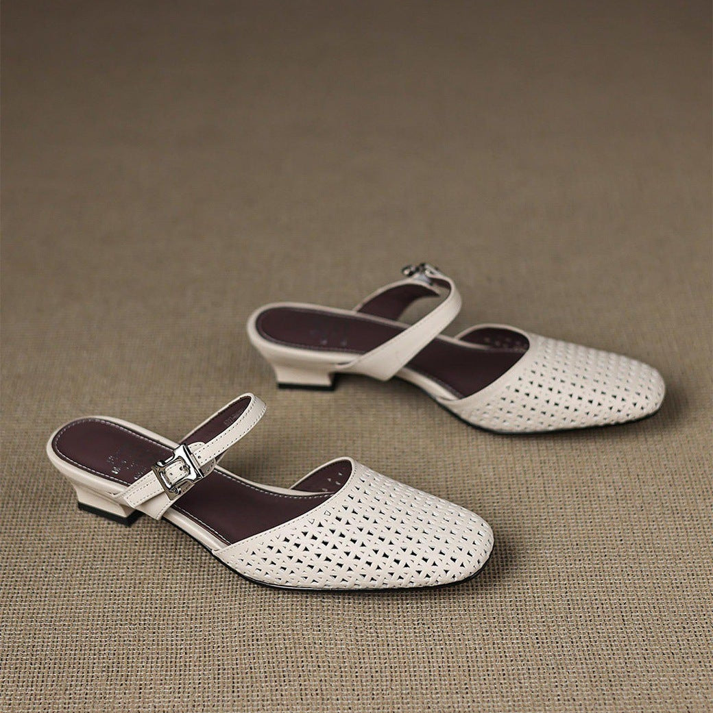 Nilda | Perforated Buckle Mules