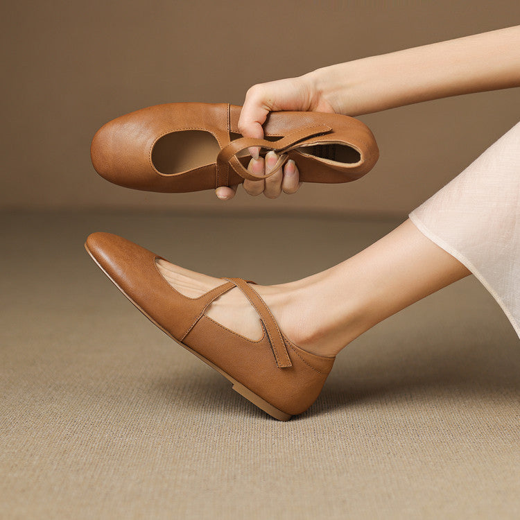 Zeor | Cross-Strap Comfort Flats
