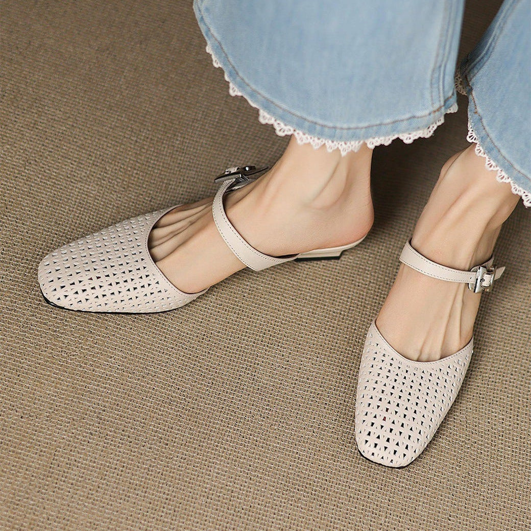 Nilda | Perforated Buckle Mules