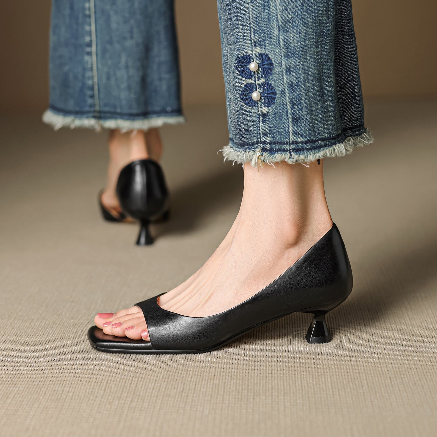 Celin | Peep-Toe Kitten Heels