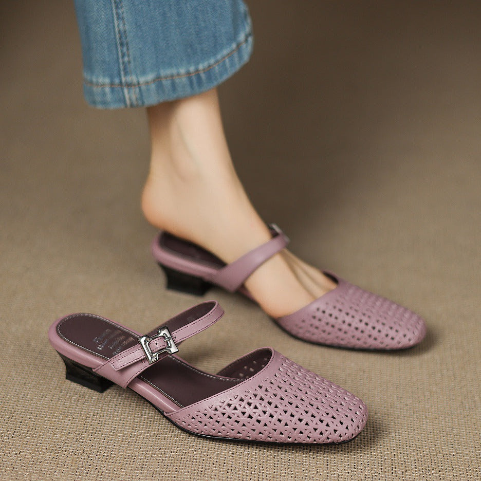 Nilda | Perforated Buckle Mules