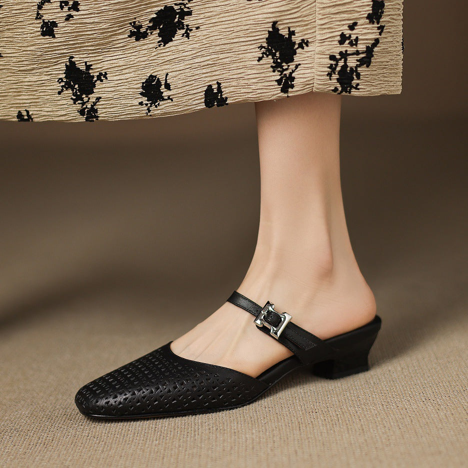 Nilda | Perforated Buckle Mules