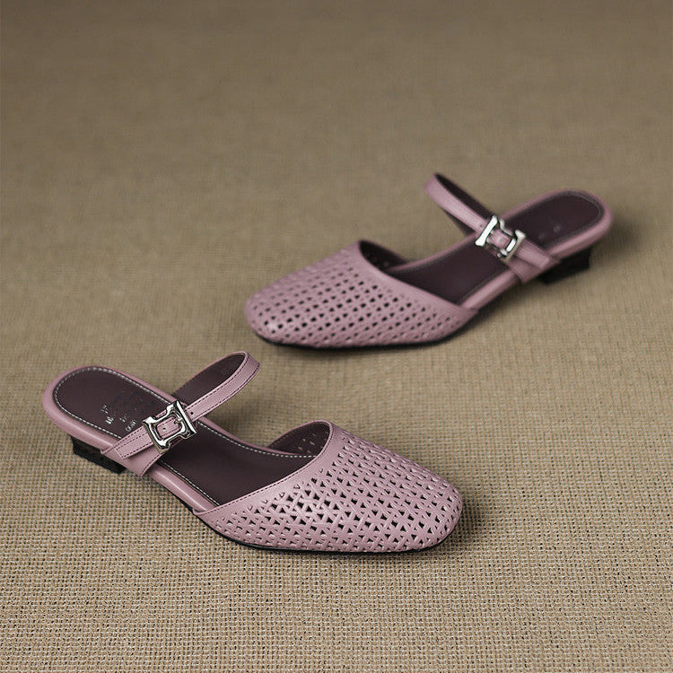 Nilda | Perforated Buckle Mules