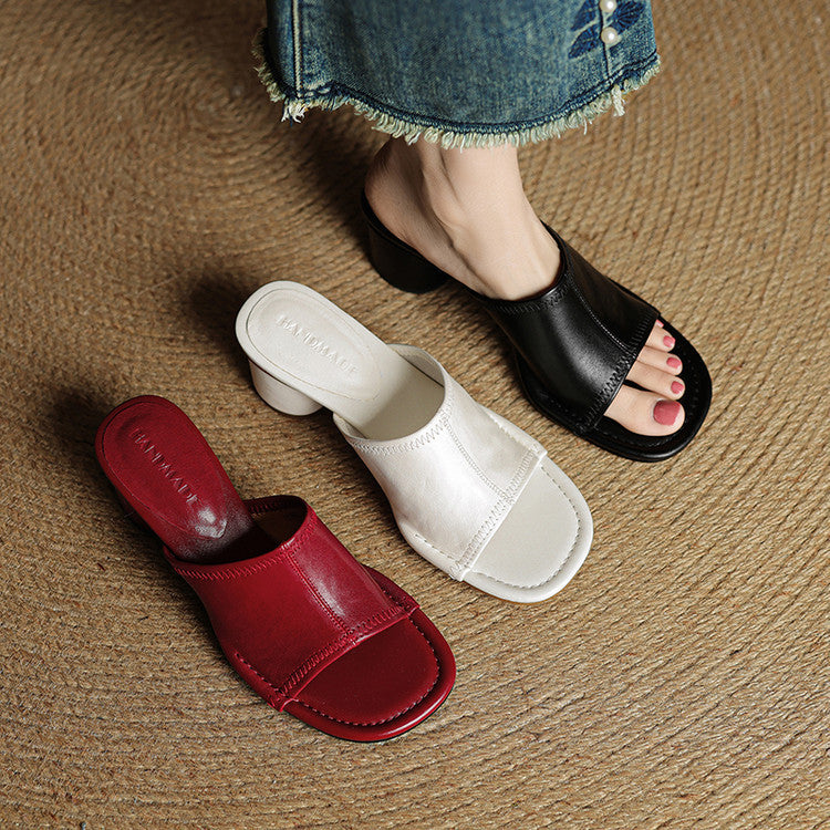 Amira | Open-Toe Block-Heel Mules