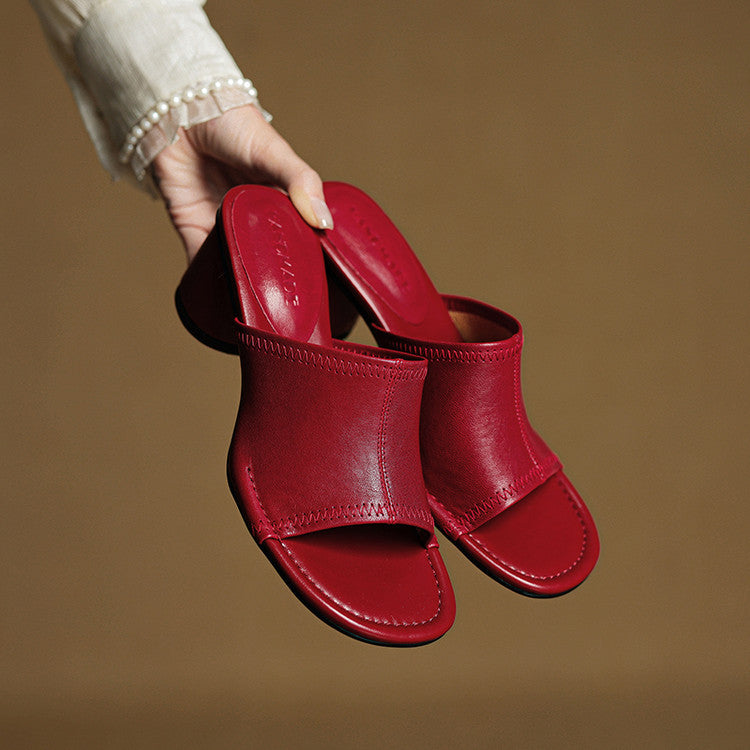 Amira | Open-Toe Block-Heel Mules